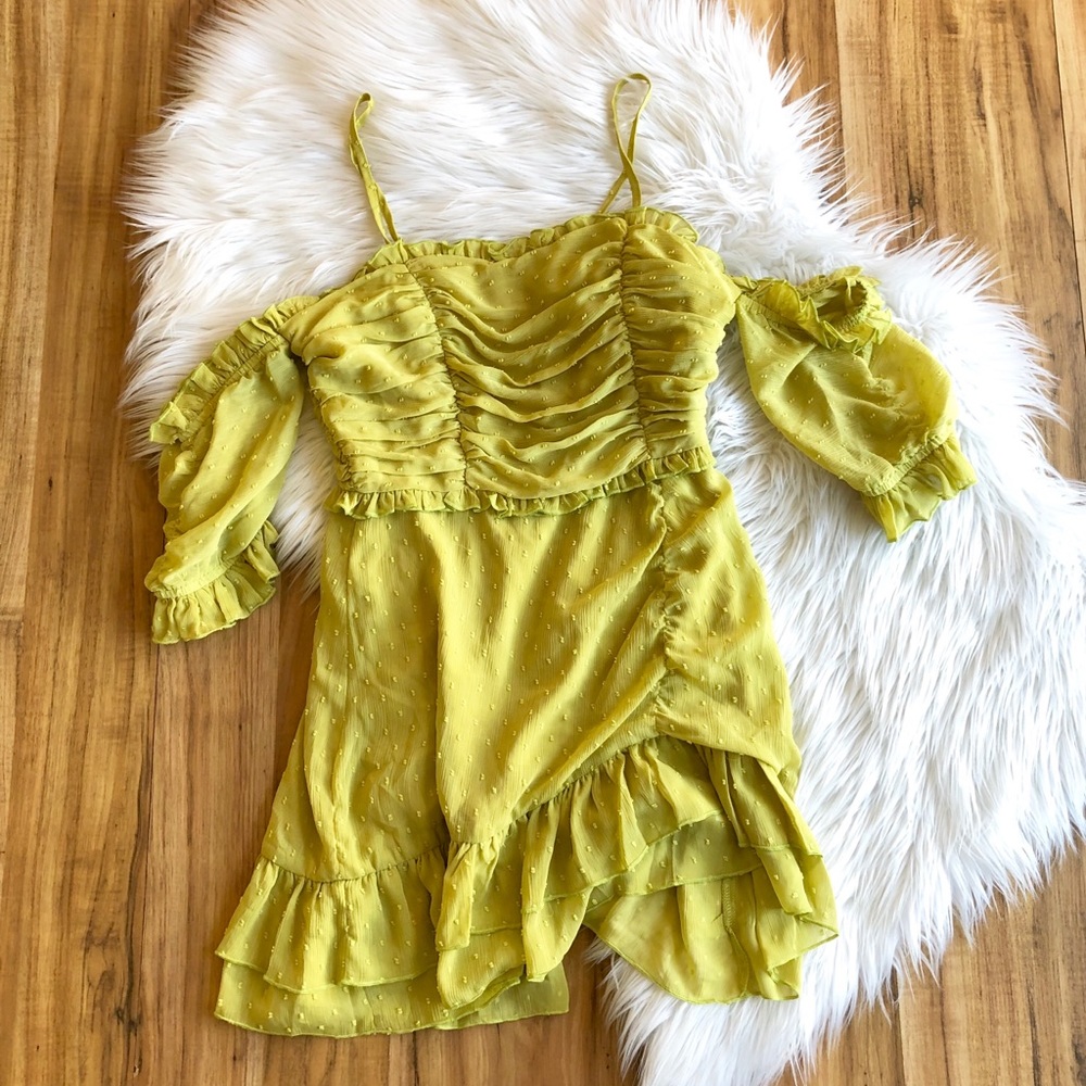 NWT- TOBI Lime Green Ruffle Dress